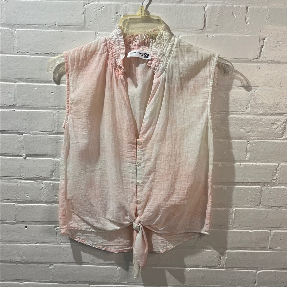 MOONFLOWER Sleeveless Light Pink Tie-Front Blouse